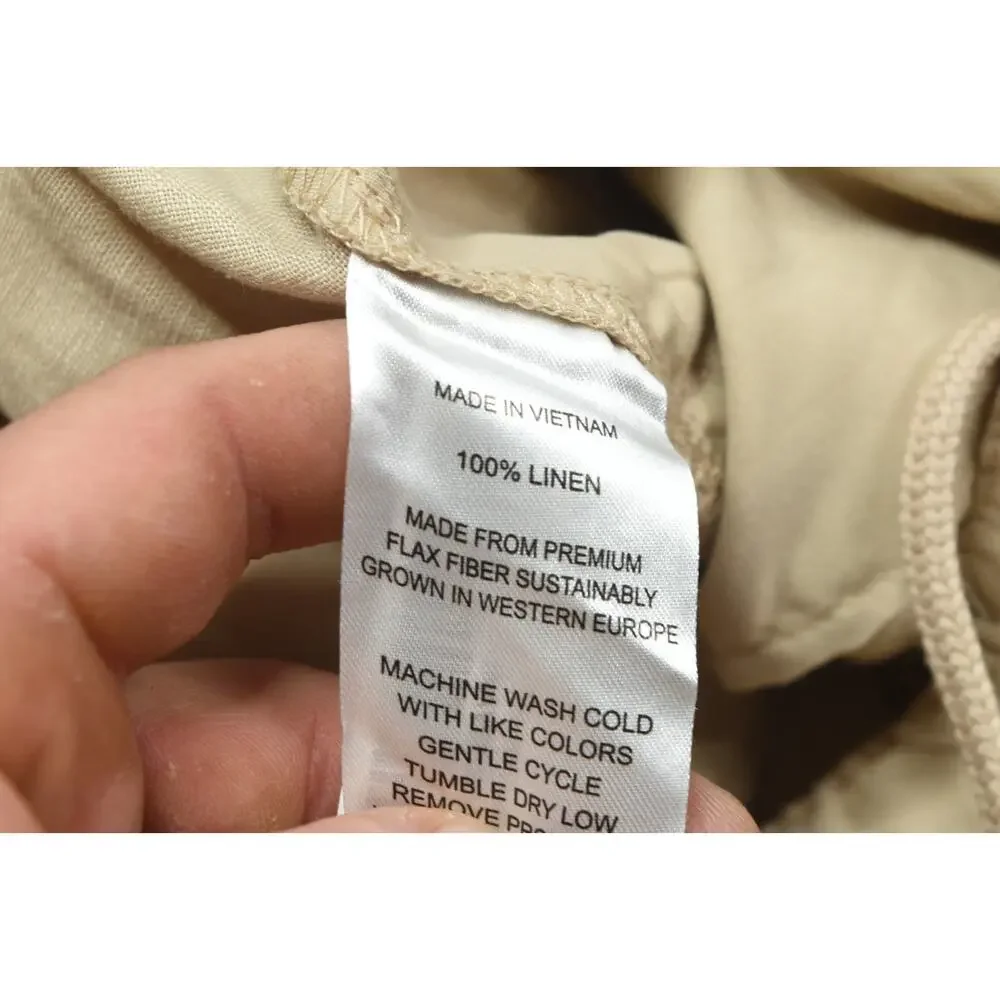 Quince European Linen Pants Womens Large Driftwood Khaki Relaxed Fit Drawstring